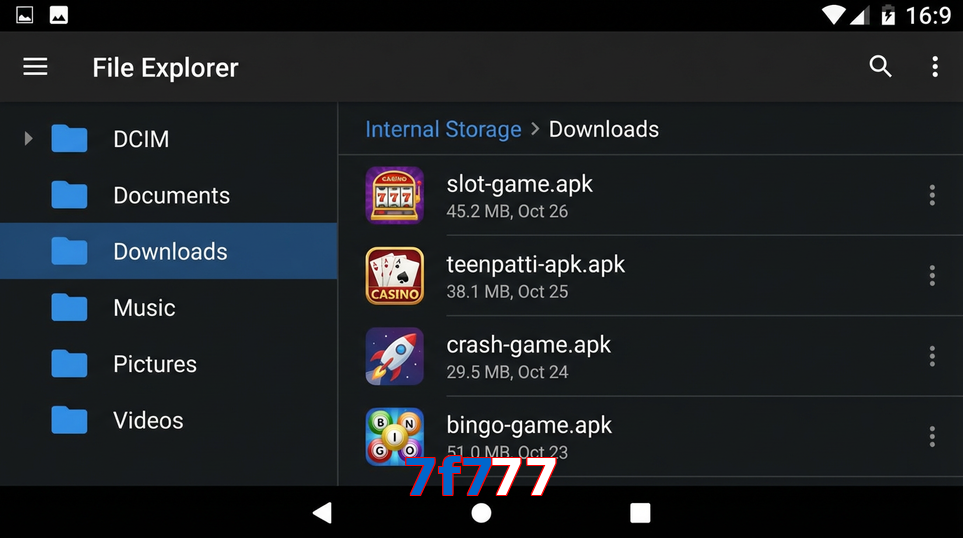 Main screen of 7F777 gameapk page for PK players