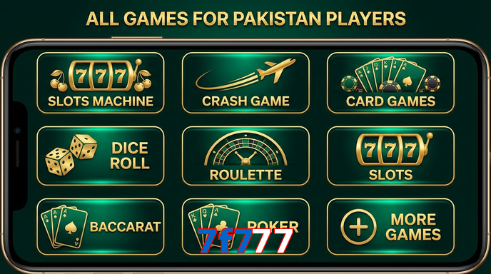 Main screen of 7F777 games page for PK players